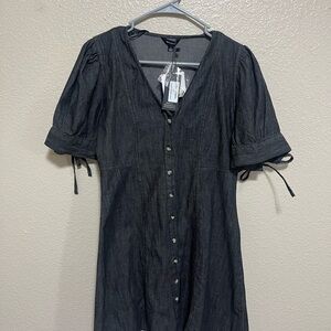 Dark Grey Denim Button-Down Dress